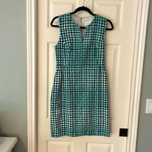 kate spade blue/green/cream weave texture dress